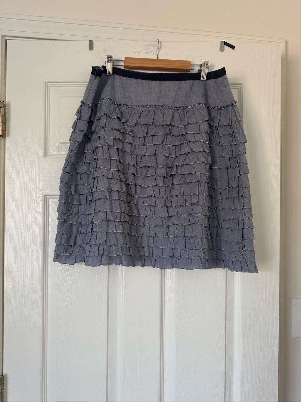Talbot Ruffle A-Line Skirt - chambray - Sz 12p